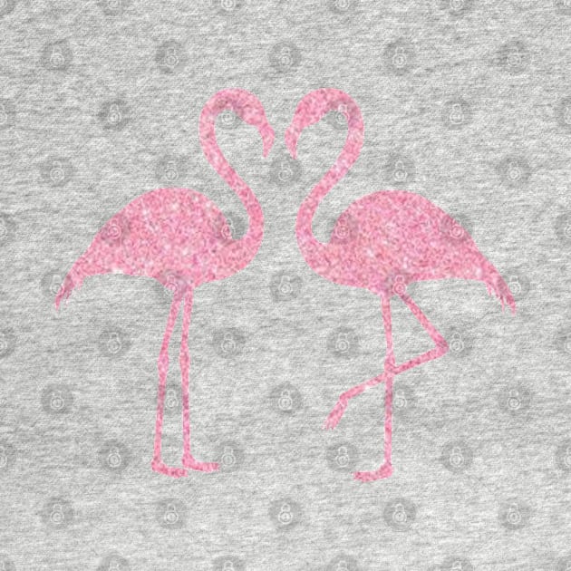 Light Pink Faux Glitter Flamingos Silhouette by Felicity-K